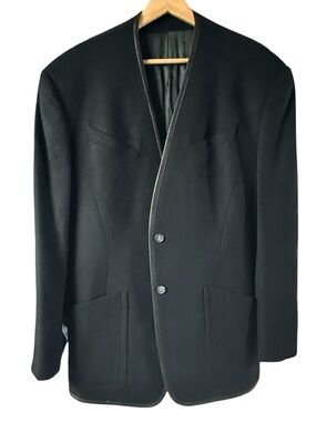 Thierry Mugler Paris, Wool/ Cashmere Leather Trim, Blazer